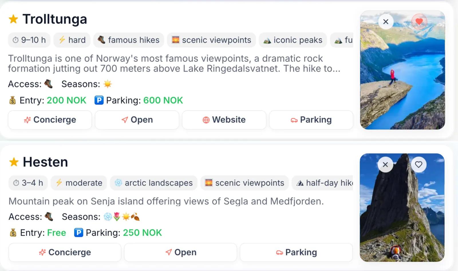 Verified Norway place card in Gowme with travel details for Trollstigen