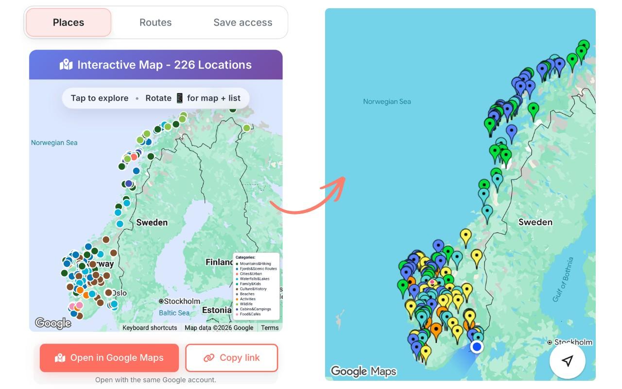 Gowme trip route ready to open in Google Maps