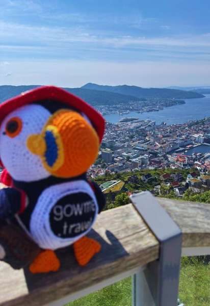 Fløyen Panorama, Western Norway — Panoramic viewpoint overlooking Bergen city, fjords, and surrounding mountains