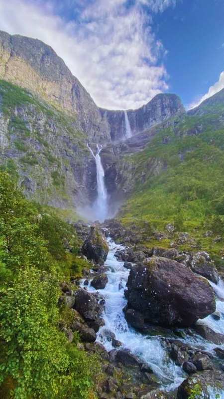 Mardalsfossen, Western Norway — One of Norway's tallest waterfalls with a total drop of 645 meters, located in Eikesdalen valley